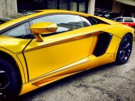 Lamborghini Aventador in yellow with Tron foliation