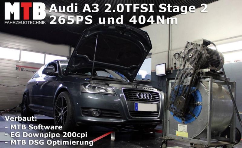 Audi A3 2.0TFSI mit MTB Stage 2 auf 265PS &#038; 404Nm