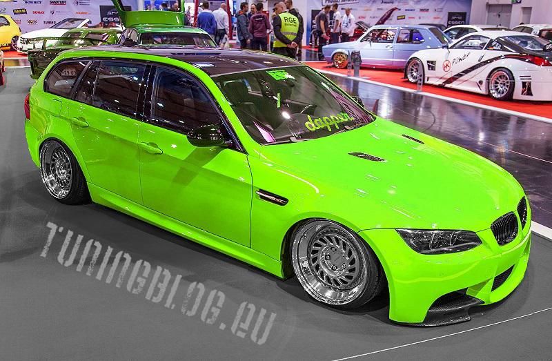 Conversion de BMW E91 M3 en vert fluo par tuningblog.eu