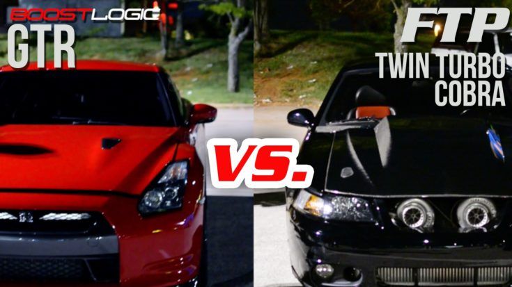 Video: 1300PS Boostlogic Nissan GT-R vs. 1.100PS+ Cobra Ford Mustang