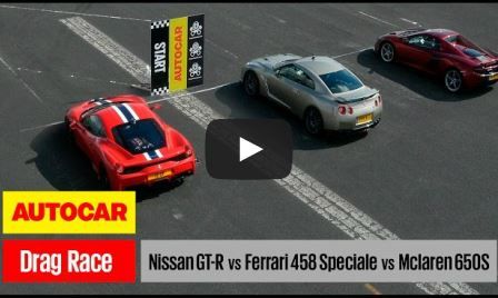 Video: Nissan GT-R versus Ferrari 458 Speciale versus McLaren 650S