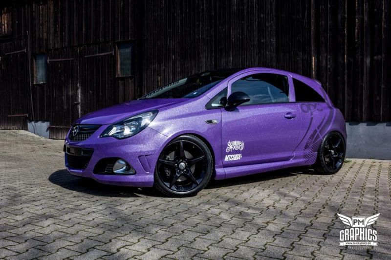SchwabenFolia Opel Corsa OPC Vollfolierung Diamond Purple Frozen MTCHBX DESIGNS Tuning 1