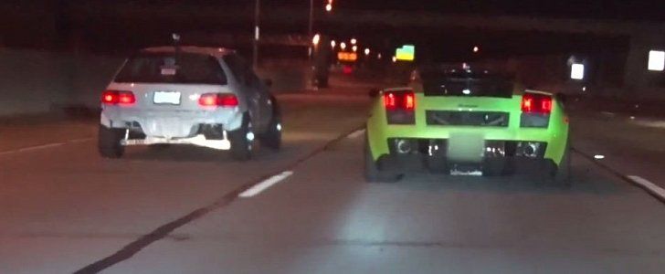 Video: Honda Civic Turbo vs. Bi-turbo Lamborghini Gallardo
