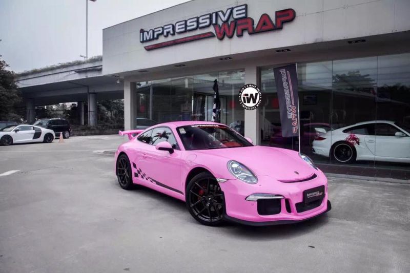 Pink Rosa Folierung Porsche 911 991 GT3 by Impressive Wrap tuning 1 Pink glänzender Porsche 911 (991) GT3 by Impressive Wrap