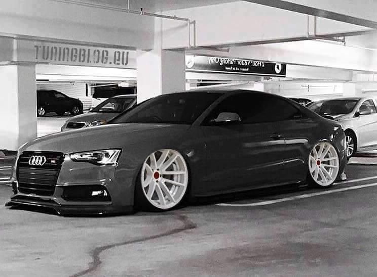Slammed Audi A5 S5 Coupe with white alloy wheels by tuningblog