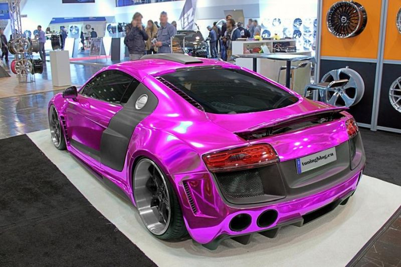 Widebody Audi R8 with pink-chrome foil by tuningblog.eu