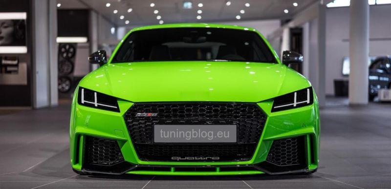 Slammed Audi TTrs Limegreen 2016 tuningblog.eu 1 2 Blau, Pink oder Grün? Wie wollt Ihr den neuen Audi TTrs?
