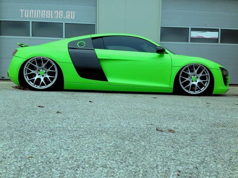 Slammed Neon Green Audi R8 V10 Plus by tuningblog.eu