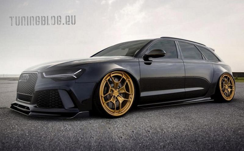 Audi RS6 C7 Avant on golden Rotiform Wheels alloy wheels