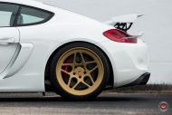 White Porsche Cayman GT4 on Vossen LC-104 alloy wheels