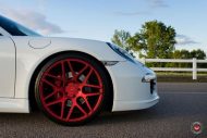 Red Vossen Wheels VPS-315 on the Porsche 911 Carrera S (991)