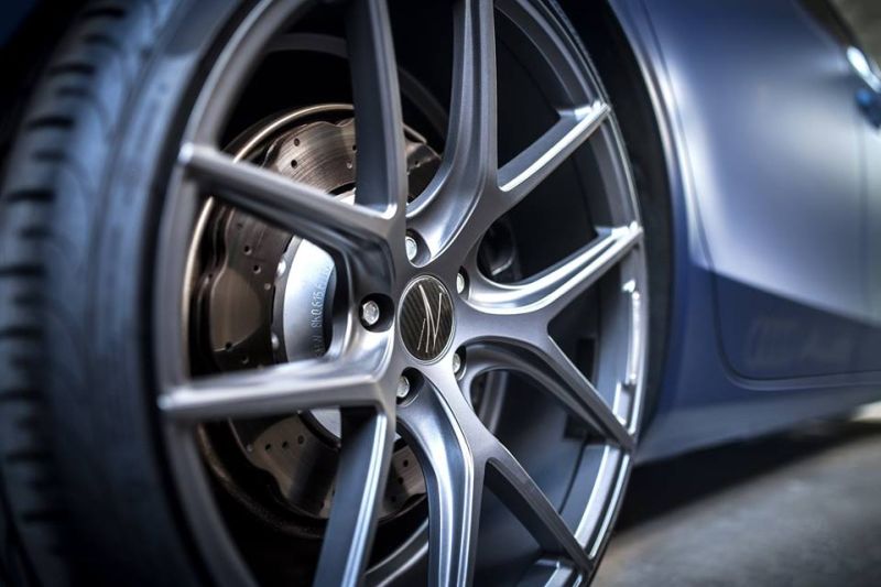 Matte blue Audi A4 B8 on 20 inch ZP.Nine alloy wheels in dark gray