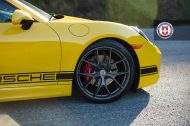 HRE Performance P101 rims on the yellow Porsche Cayman