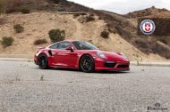 HRE R103 rims on the red Porsche 911 (991) Turbo S by R1