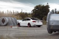 Red Velos S3 Wheels on the BMW M4 F82 Coupe