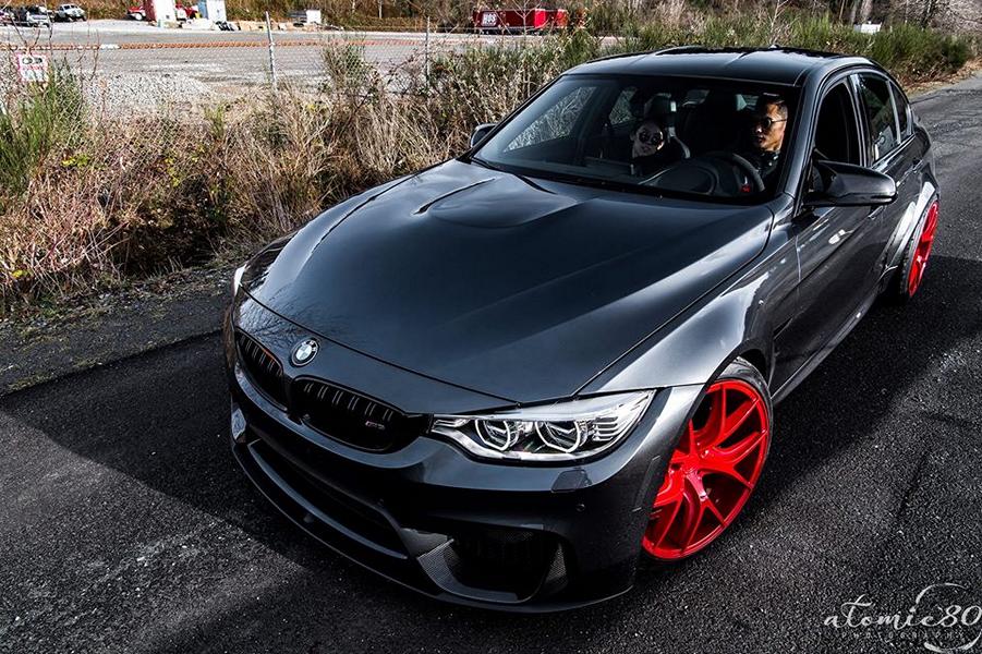 Shiny red 20 inch Zito ZS05 rims on the BMW M3 F80