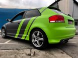 Audi A3 S3 8P with graphite & neon green foliation by BB Folien