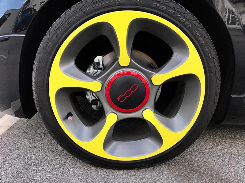 Fiat 500s Folierung Gelb Rot Schwarz Tuning 2
