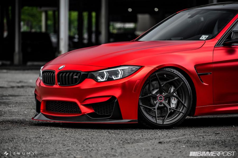 New - BMW F80 M3 in Satin-Red now on Brixton PF5 rims
