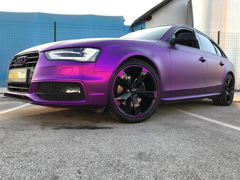 Audi A4 Avant B8 Tuning Purple Pink mattschwarz Folierung 8 Unübersehbar   Audi A4 Avant in Purple Pink und mattschwarz