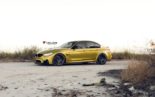 VELOS VLS-01 Felgen am Austin Yellow lackierten BMW M3