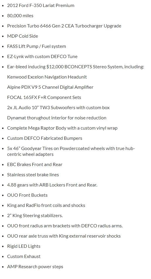 2012 Ford F350 Lariat Premium Tuning DEFCO Ausstattung