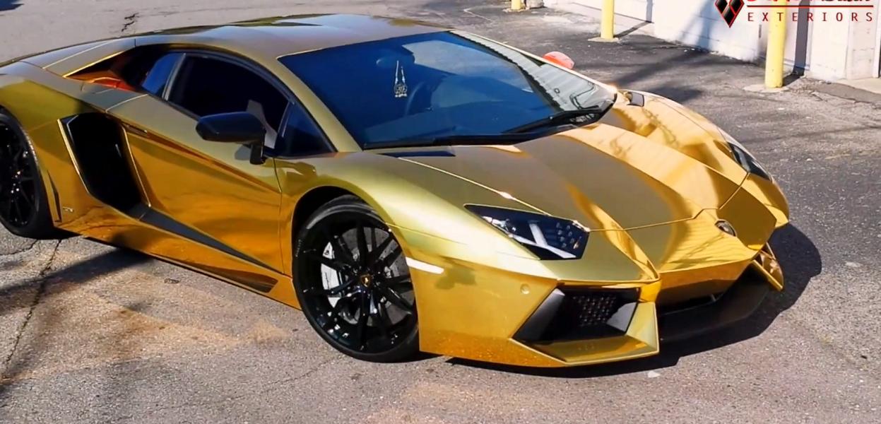 Gold Chromfolierung Lamborghini Aventador Tuning Illegale Tieferlegung, Auspuffanlage, Chiptuning & Co.? Diese Bußgelder drohen!