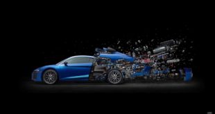 audi r8 disintegration tuning 2019 310x165 Audi R8 explosion poster for 10 years of the V10 engine