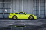 Gouden ADV5.0 aluminium op de Porsche 911 GT3 in Acid Green