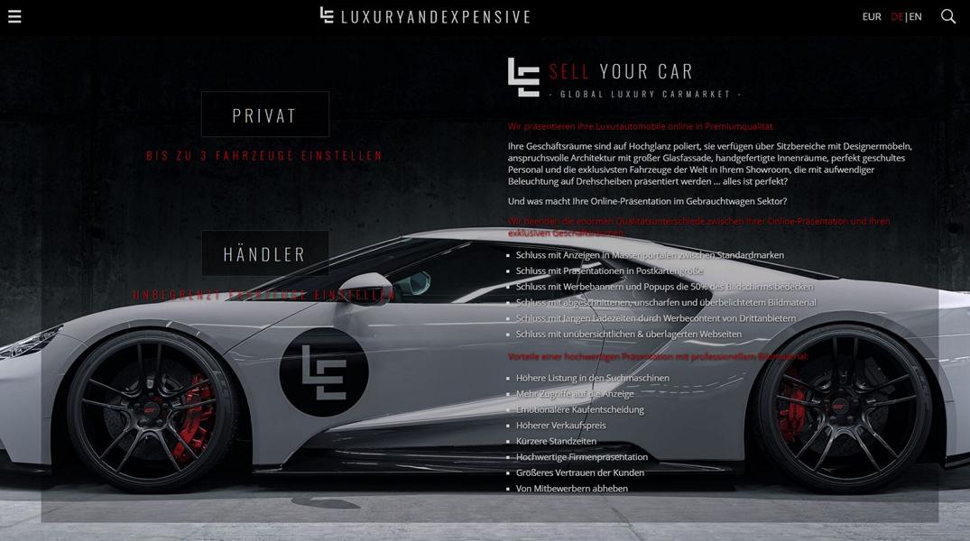 Launch der exklusiven Fahrzeug Plattform luxuryandexpensive.com