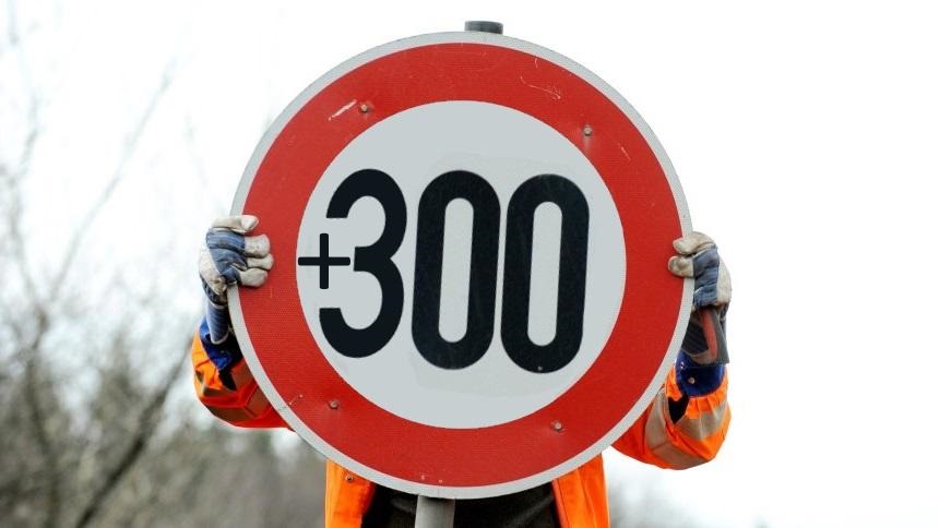 Speed ​​limit 300 kmh sign Autobahn