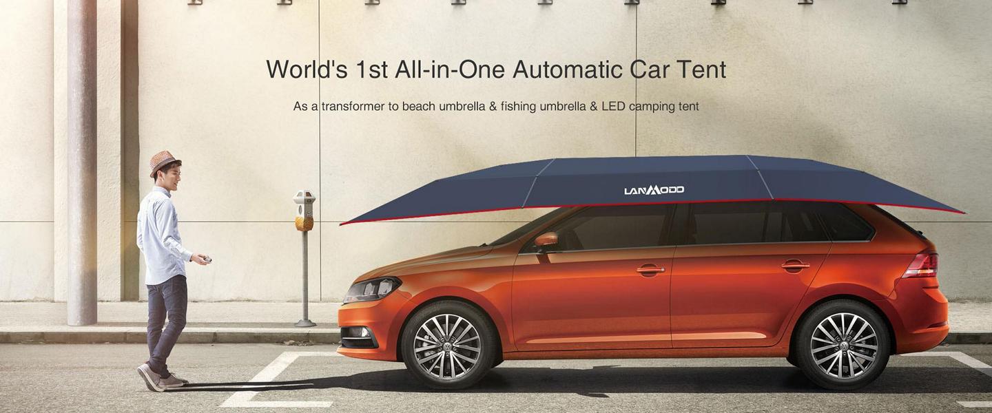 Lanmodo automatic car tent Schutzplane Lanmodo   der automatische Regenschirm für dein Auto