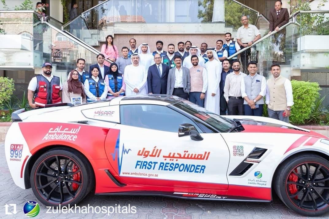 Corvette C7 and Nissan GT-R as ambulance in Dubai