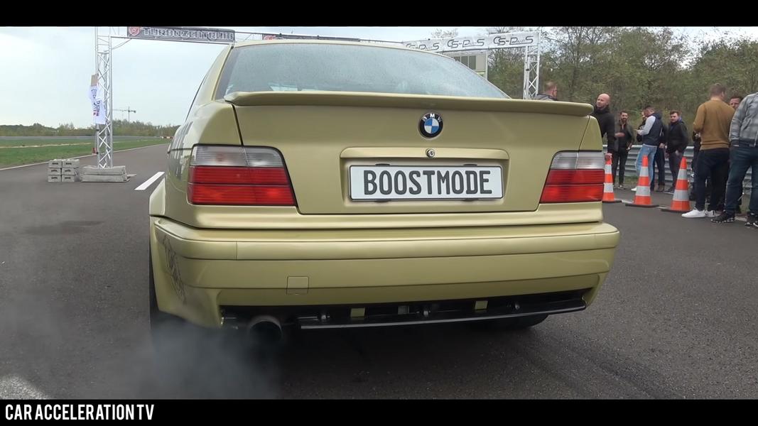 Video: 900 PS BMW E36 325i Turbo auf der halben Meile