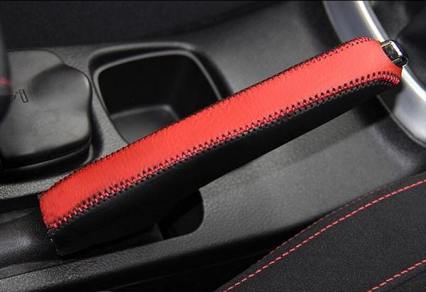 X AUTOHAUX 1 Set Universal Car Handbrake Protector Aluminum Alloy Parking Brake Lever Cover Red 