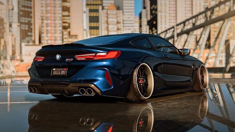 Bagged BMW M8 Coupe on multi-part low-bed Andalus!