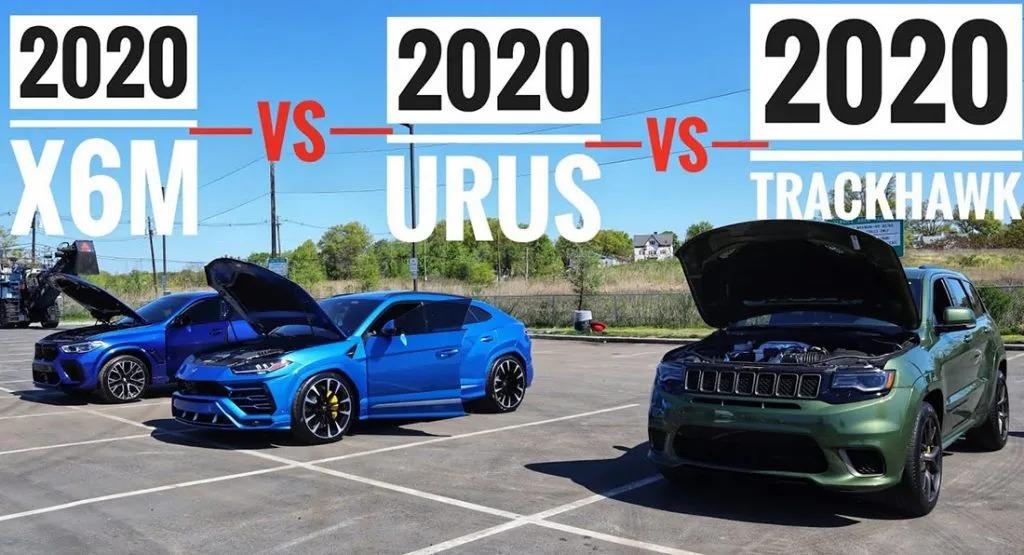 Video: BMW X6 M vs. Jeep GC Trackhawk & Lamborghini Urus