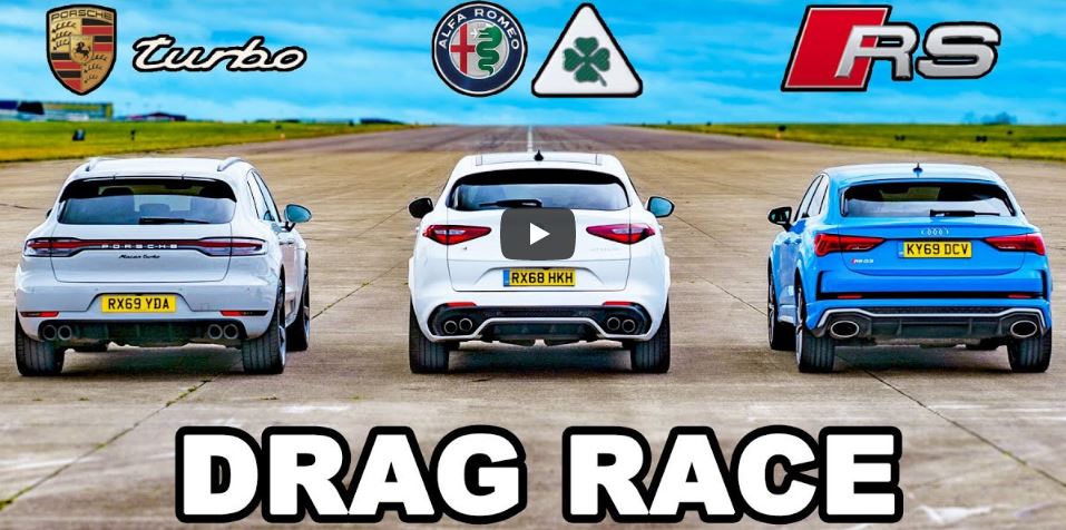 Porsche Macan Turbo vs. Audi RS Q3 vs. Alfa Romeo Stelvio Quadrifoglio Video: Porsche Macan Turbo vs. Audi RS Q3 vs. Alfa Romeo Stelvio Quadrifoglio