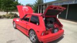 Video: 1.000 pk en 16 cilinders in de kleine auto Zastava Yugo!