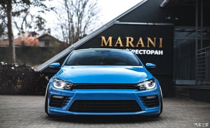 VW Scirocco in baby blue su Work Meister L1 3P Alus!