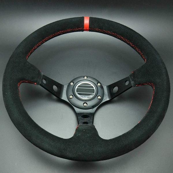 Nero volante universale per auto sportiva Deep Dish 6 bulloni accessorio modificato EBTOOLS Volante da corsa 350mm/14in 