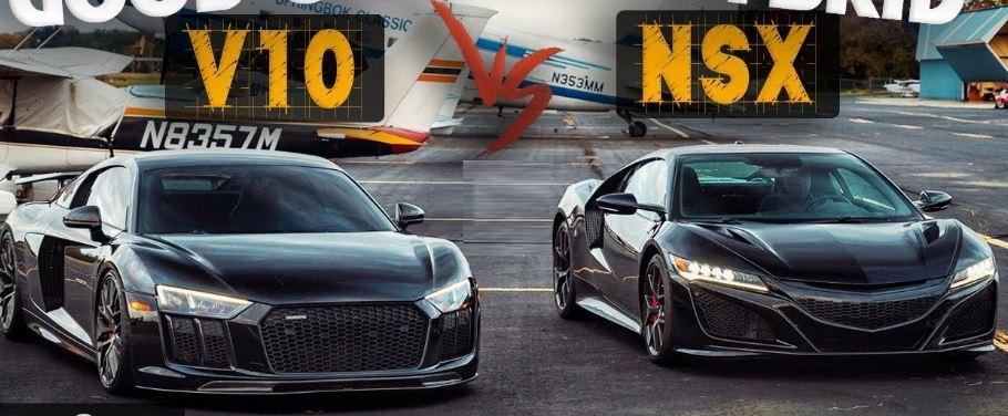 Video: Audi R8 V10 Plus Drag Race gegen Acura NSX!