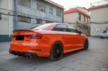 Orangefarbene Audi S3 Limousine HRE Felgen Tuning 24 155x103