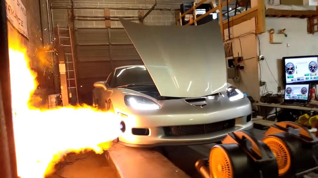 Video: 1.300 PS tuning Corvette catches fire on the test bench!