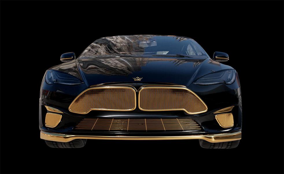 Caviar Tesla Model S Plaid Model Excellence 24k 36 Goldener Fisker Kühlergrill am Caviar Tesla Model S Plaid+