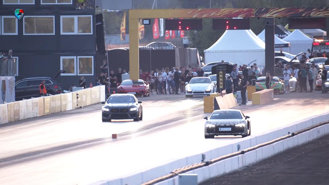 Video: 850 hp BMW M8 Gran Coupe vs. 900 hp Audi R8!