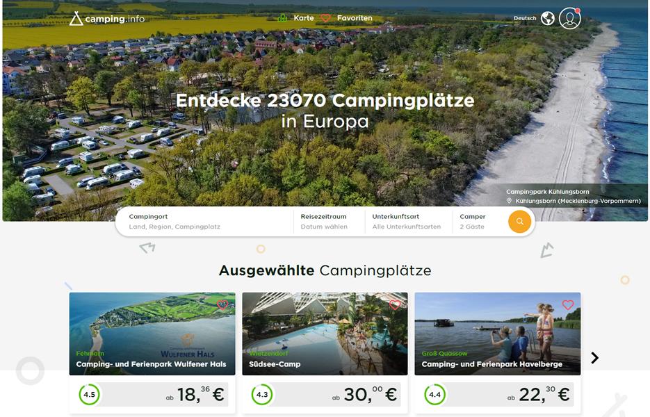 Encuentre fácilmente los campings disponibles en Europa