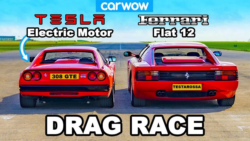 Ferrari 308 GTS Elektro vs. Ferrari Testarossa V12 1 Video: Ferrari 308 GTS Elektro vs. Ferrari Testarossa V12!