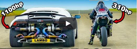 Video: BiTurbo Lamborghini Huracan vs. Kawasaki Ninja H2R!