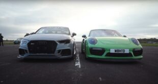 1.000 PS Drag Race Audi RS 3 vs. Porsche 911 3 310x165 Video: Lambo Performante vs. 700 PS GT R vs Cayenne Turbo GT